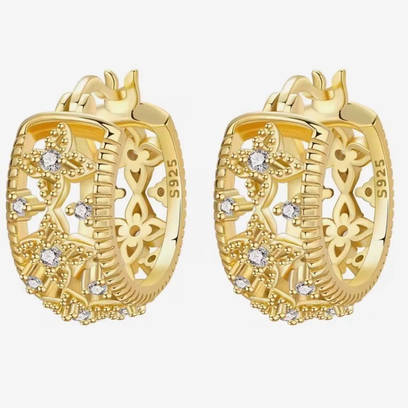 Boutique Jewelry - New Stamped .925 Hoops with 18K Gold
